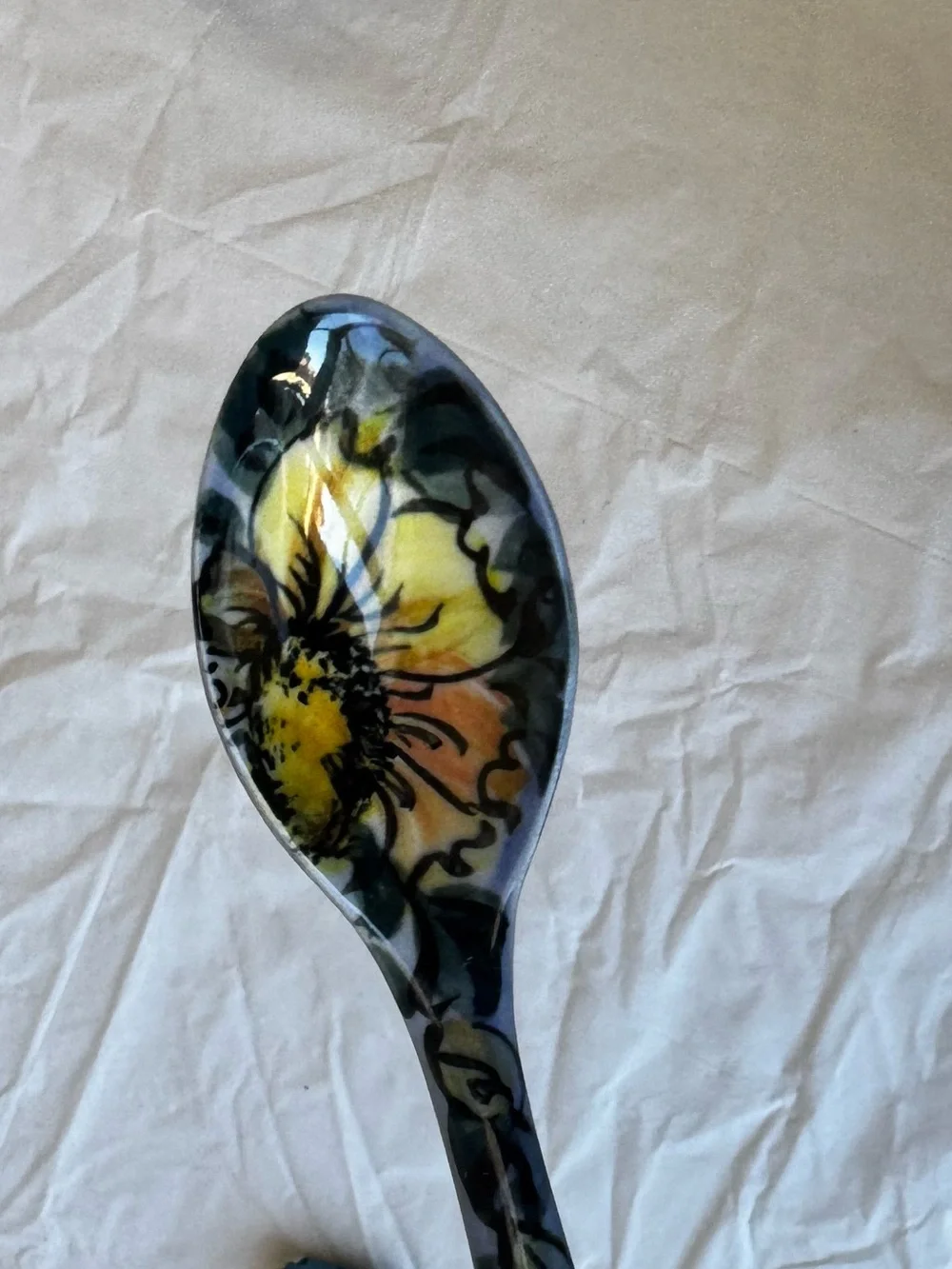 Polish Pottery Blue Ceramic Spoon